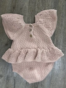 Jessica Simpson Baby Girl’s Blush Pink Knitted Romper, 3-6M - Picture 1 of 8