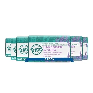 Tom's of Maine Natural Beauty Bar Soap, Lavender & Shea 5 Ounce (Pack 6) - Picture 1 of 8