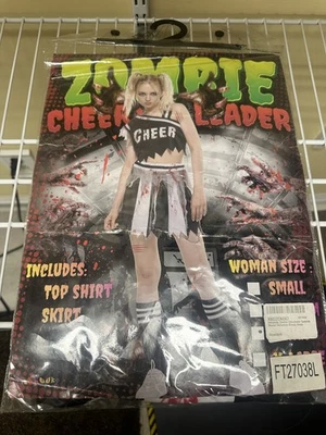 Eraspooky Zombie Cheerleader Halloween Costume Shirt & Skirt Womens Small New - Image 1 of 4