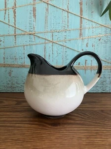 Sango #4932 Nova Black 12 oz. Stoneware Creamer Black Tan Drip Glaze - Picture 1 of 6