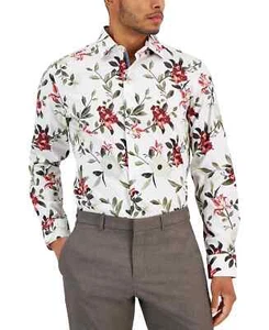 Bar III Men's Slim-Fit Floral Dress Shirt, White Red, S - Picture 1 of 2