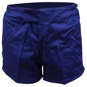 TUFTEX French Navy Blue Cotton Tie Cord Button Fasten Rugby Shorts 28" Waist - Picture 1 of 5