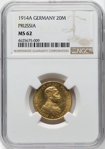 Prussia - 1914-A Wilhelm II 20 Mark- NGC MS62 - STUNNING REFLECTIVE SURFACES! - Picture 1 of 2