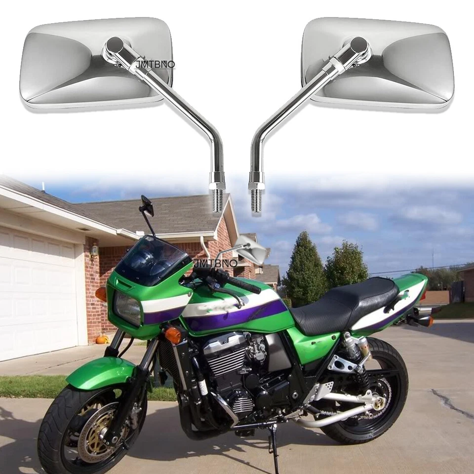 Espejos retrovisores cromados 10 mm para kawasaki ZRX1100 ZRX1200 ZR1100 ZR1200 Foto 1 de 4
