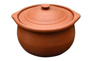 Handmade Clay Earthen Kadai Pot with Lid for Cooking & Serving Brown (1.5 Ltr).. - Picture 1 of 7
