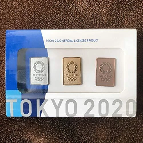 Tokyo 2020 Olympic Games Emblem Pin Badge Set of 3 Official Gold Silver Bronze