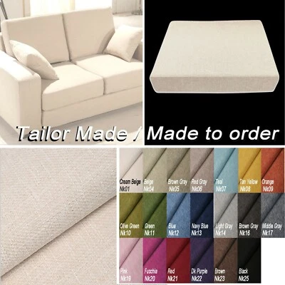 TAILOR MADE COVER*Linen Cotton Blend Sofa Seat Bench Box Shape Pillow Case*Nk - Image 1 of 4