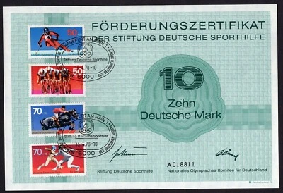 Germany 1978 - Certificate Sport Aid Olympic Committee - Cycling - Skiing - Hors - Image 1 of 2