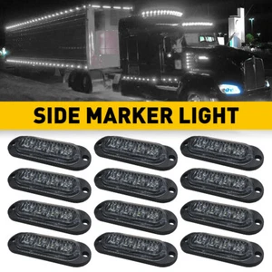Universal 12PC LED Side White Marker Light Turn Signal Boat Clearance Light Lamp - Picture 1 of 17