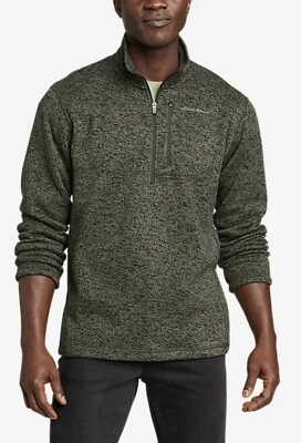 Pullover Eddie Bauer Para Hombres Convector 1/2 Cremallera Polar Verde Jaspeado Gorpcore Caminata L Foto 1 de 4