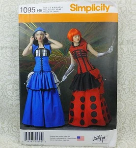 Simplicity 1095 Disfraz Patrón Doctor Who TARDIS Dalik Bustle Falda Corsé 6-12 - Imagen 1 de 2