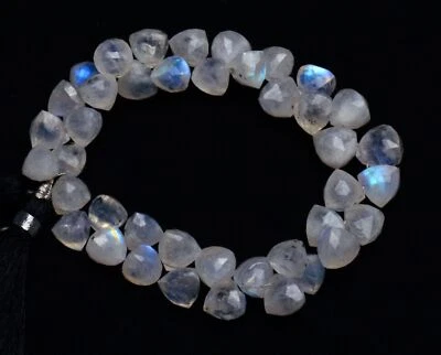 Natural Gem Rainbow Moonstone Beads for Jewelry Making 7-9mm 3D Trillion Shape7" - Image 1 of 4
