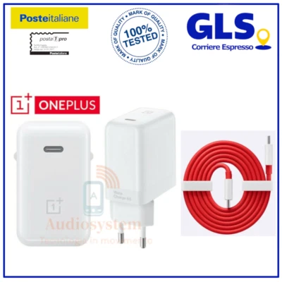 CARICABATTERIA RAPIDO da 65W ORIGINALE ONEPLUS WARP CHARGE+CAVO TYPE C / C ROSSO - Immagine 1 di 4