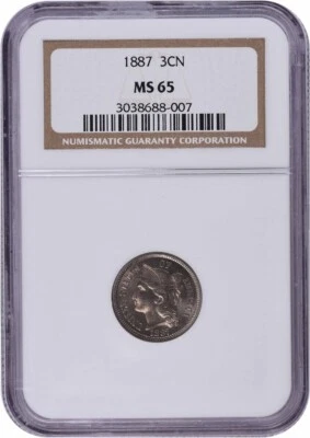 1887 Three Cent Nickel MS65 NGC - Image 1 of 4