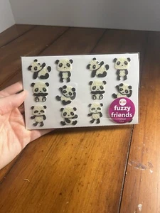 Vintage Sticker Fuzzy Touch Panda Bear Black White - Picture 1 of 1