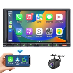7" 2Din Car Stereo Radio BT Wireless Apple CarPlay Android Auto GPS Navi Screen - Picture 1 of 13