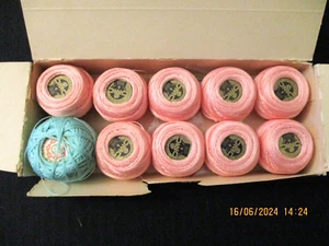 ~VINTAGE BOXED DMC/COATS COTTON PERLE CROCHET COTTON x 9 NEW BALLS + 1~ - Picture 1 of 6