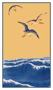 Seagull Birds above The Waves by Ohara Koson Shoson Counted Cross Stitch Pattern - Picture 1 of 4