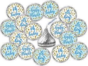 324 Blue Oh Baby Boy Kisses Labels For Baby Shower  - Picture 1 of 4