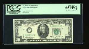 DBR 1963-A $20 FRN Cleveland Gem Fr. 2066-D PCGS 65 PPQ Serial D38008342A - Picture 1 of 2