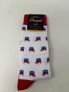 Republican Elephant Political Patriotic White Cotton Blend Socks Size 10-13  - Picture 1 of 2