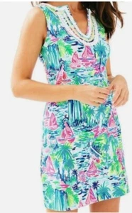 Lilly Pulitzer Women's Harper Stretch Shift Dress Multi Salt in The Air Medium - Picture 1 of 11