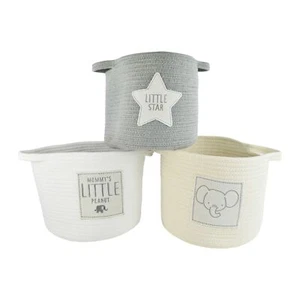 Korb Aufbewahrung Motiv Grau Creme Weiß Kinderzimmer Baumwolle 26cm Ø 22,5cm H - Bild 1 von 1