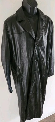 Gabardina larga de cuero negra vintage Wilson's M. Julian para hombre talla grande - LKNU Foto 1 de 4