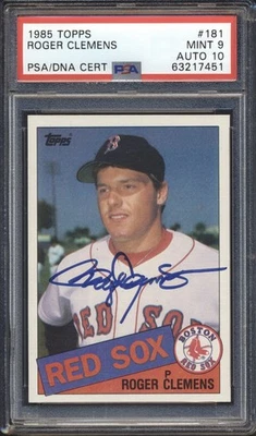 1985 Topps AUTOGRAPH Roger Clemens ROOKIE #181 Signed PSA 9 PSA/DNA Auto 10 - Image 1 of 2