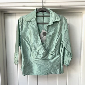 Coast Top Damen UK 12 grün 100 % Seide Suzi Shirt Bluse Wickeloptik 3/4 Arm - Bild 1 von 12