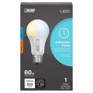 A19 LED Timer Bulb Soft White Daylight Energy Saving 800 Lumens 10 Year Life - Picture 1 of 5