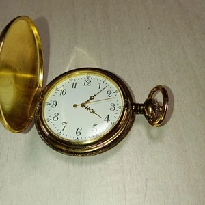 Gold Pocket Watch Arabic Numbers - Picture 1 of 4