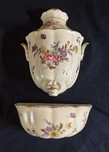Vintage Pouyat Porcelain 3 Part Set Lavabo Floral Pattern France - Picture 1 of 22