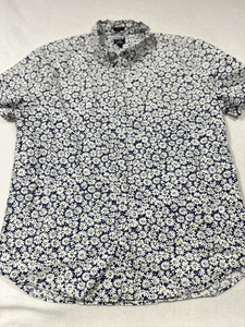J. Crew Flex Washed Navy Floral Herren Hemd Größe Large Slim Fit - Bild 1 von 5