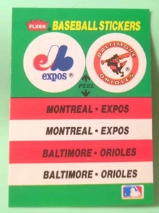 1988 Fleer - Team Stickers Baltimore Orioles, Montreal Expos - Comiskey Park - Picture 1 of 2
