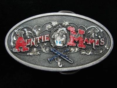 QC11123 HEBILLA DE CINTURÓN DE BERGAMOTA DE PELTRE CONMEMORATIVA DE COLECCIÓN AÑOS 70 *TÍA MAME'S* Foto 1 de 2