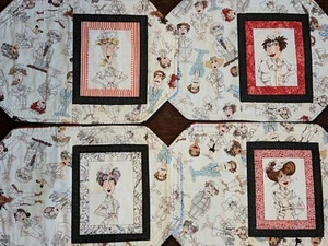 Nurses Whimsical Handmade Reversible Placemats Medical Print - Picture 1 of 5