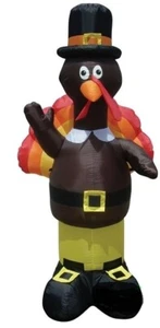 HALLOWEEN THANKSGIVING TURKEY PILGRIM INFLATABLE AIRBLOWN 7 FT - Picture 1 of 3