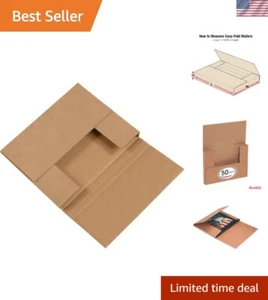 50-Pack Kraft Easy-Fold Mailers, 10.25” x 8.25”, Crush-Proof Shipping Solution - Picture 1 of 10
