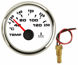 Water Temp Gauge with Sender 100-250F 287.4-22.4ohms for Car Marine 7 Colors Led - Picture 1 of 7