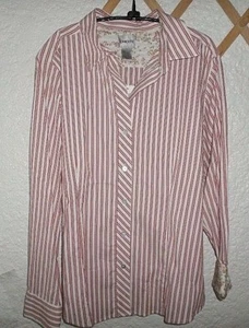 CHICO'S GLOBAL STRIPE MARCELLE BUTTON FRONT SHIRT NWT$68 CHICOS 2 M/L - Picture 1 of 4