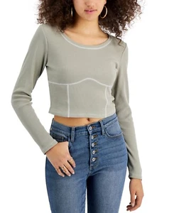 Crave Fame Juniors Corset-Seamed Top, Green, Size XLarge - Picture 1 of 1