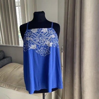 Sombra de ojos sin mangas cuerda de espagueti floral bordado tanque cuadrado L Foto 1 de 4