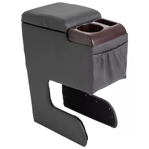 Universal Car Armrest Storage Box PU Leather Arm Rest Center Console Black - Picture 1 of 20