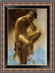 handmade Original Oil Painting art young male nude men on canvas 24"X36" - Picture 1 of 2