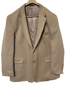 Adolfo International Blazer 100%Silk Tan Beige Stripe Men 46R Sport Coat Jacket - Picture 1 of 9