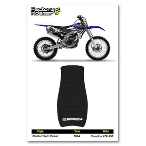 2014-2017 YAMAHA YZF 450 Seat Cover Gripper ALL BLACK / BLACK PLEATED TOP #84 - Picture 1 of 6
