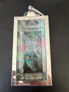 Colourful Elephant Lantern with Engraving - Festive Home Decor & Ornaments glass - Picture 1 of 4