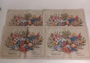 Heil Vintage Wildflowers Placemats Set Of 4 Linen / Cotton 70s Western Australia - Picture 1 of 10