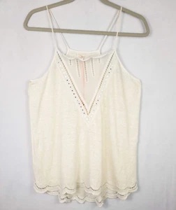 Top Ramy Brook Y2K Fairy stravagante taglia XS-Large Vivianna canotta lino avorio nuovo con etichette - Foto 1 di 7